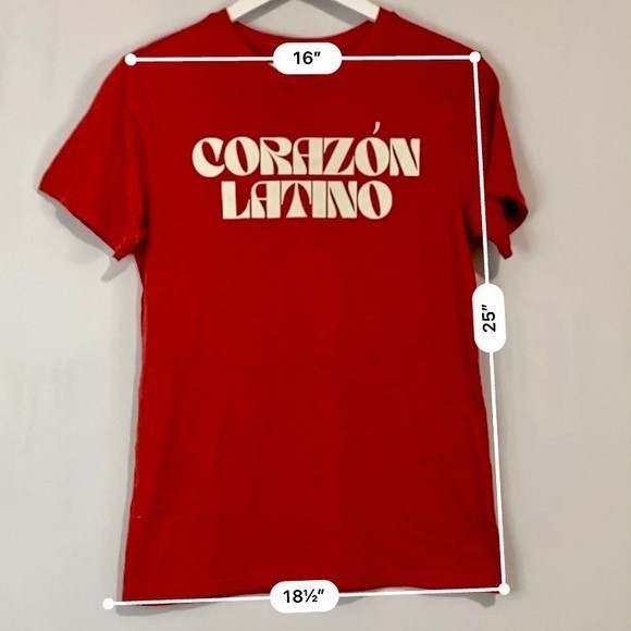 JZD Women’s Corazón Latino Short Sleeve Graphic Tee Shirt Red NWT - Picture 4 of 6